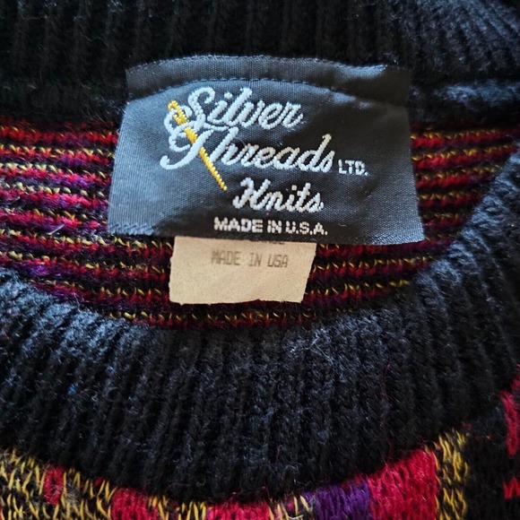 Silver Threads Sweater Multi-Color Pullover Y2k 80s 90s Vtg Size Large - Picture 8 of 9